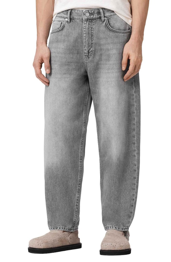 オールセインツ メンズ ボトムス デニムパンツ コットン ジーンズ AllSaints Curve Barreleg Organicotton Denim Jeans Washed Grey グレー