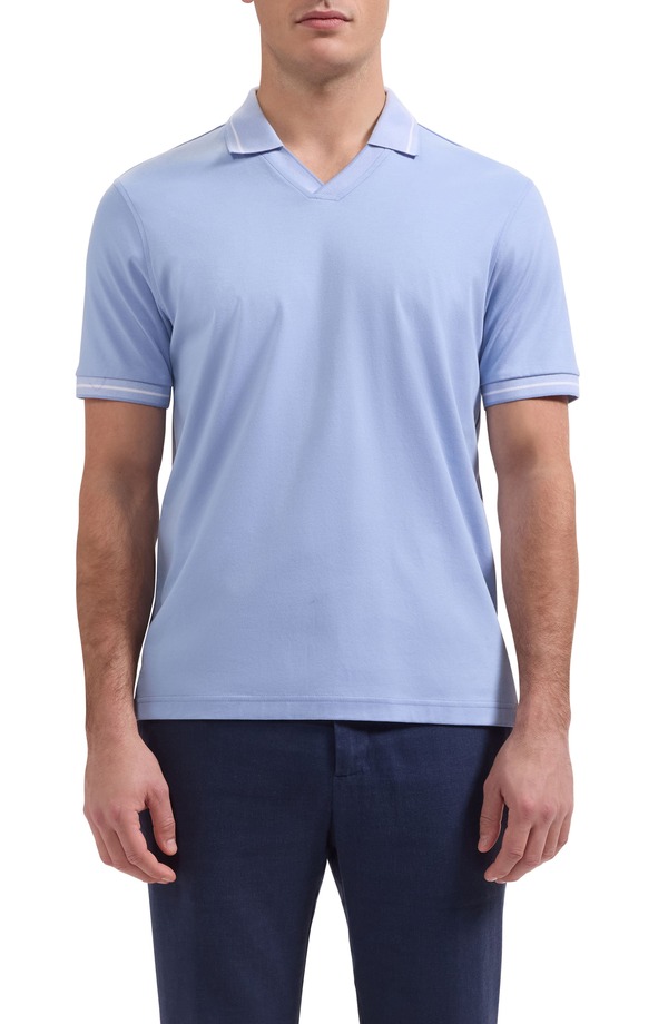 ブガッチ メンズ トップス ポロシャツ コットン Bugatchi Pima Cotton Johnny Collar Polo Air Blue ブルー