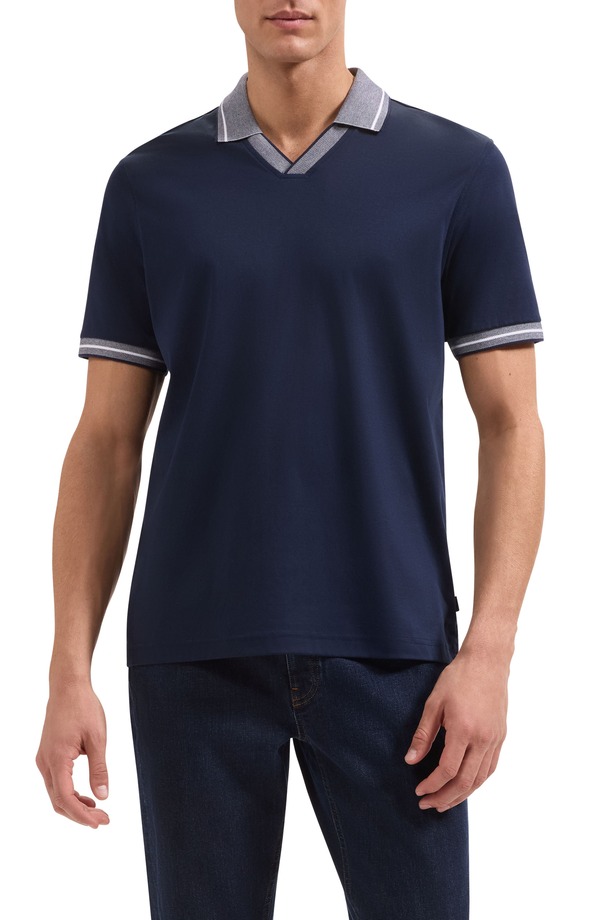 ブガッチ メンズ トップス ポロシャツ コットン Bugatchi Pima Cotton Johnny Collar Polo Navy ネイビー