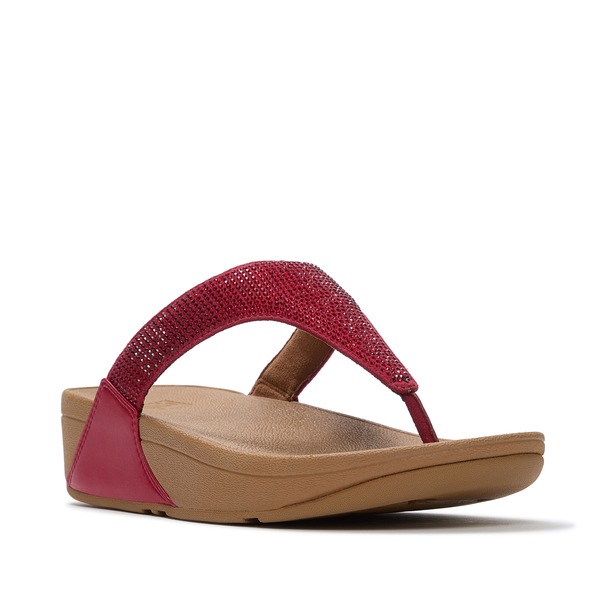相応うフロップ レディース シューズ 踵 FitFlop Lulu Crystal Embelli Toe-Post Burnt Berry