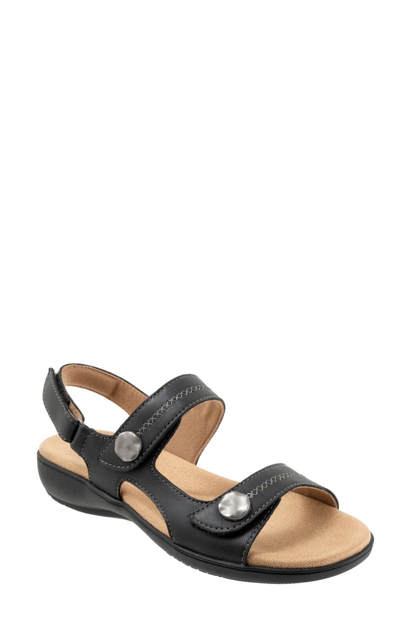 トロッターズ レディース シューズ 踵 サンダル Trotters Romi Stitch Slingback Sandal Black 黒いこと