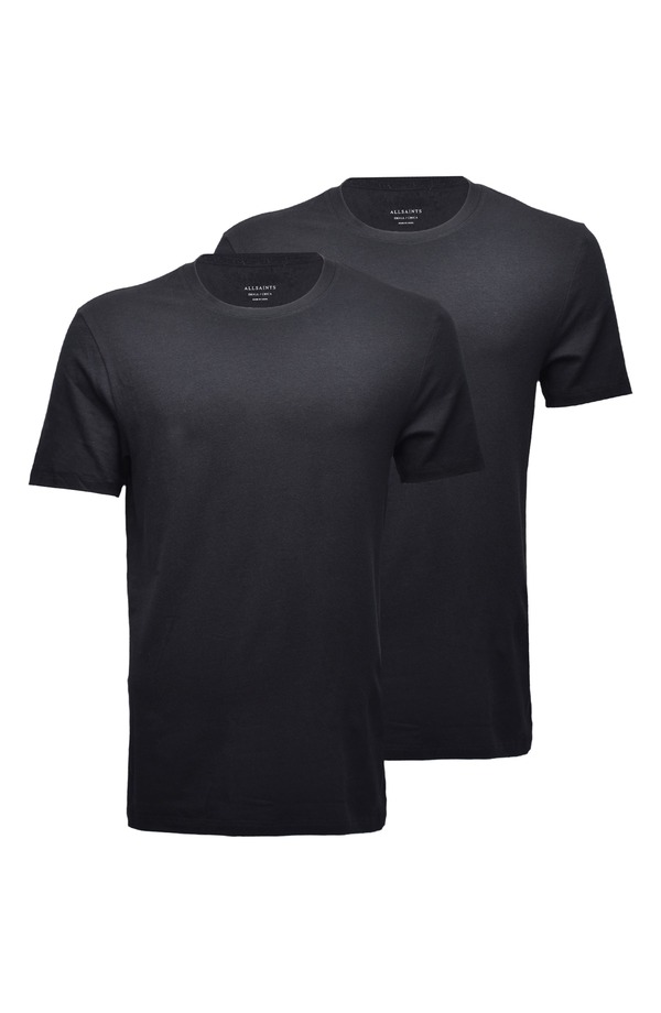 オールセインツ メンズ トップス プルオーバー 労働者の一団のど首 AllSaints 2-Pack Crewneck T-Shirts Black 黒いこと