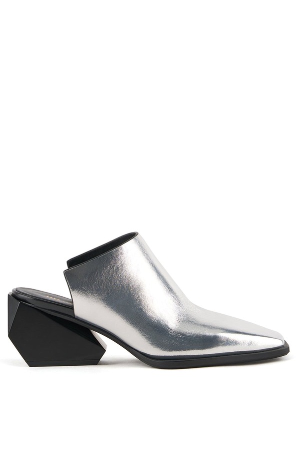ユナイテッド素っぽんぽん レディース シューズ 踵 United Nude Ricky Mule Mid Silver しろがね色