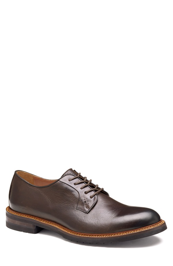 ジョンストンアンドマーフィー メンズ シューズ ダービー Johnston & Murphy Hartford Plain Toe Derby Dark Brown Italian Calfskin ブラウン|ReVida 店