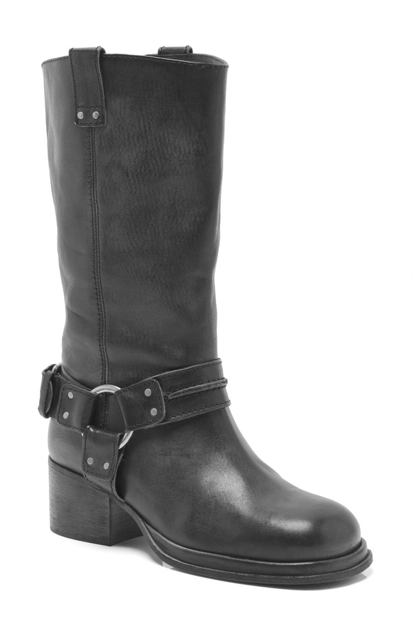 フリーピープル レディース シューズ ブーツ・レインブーツ Free People Anok Harness Boot Black Distressed Leather ブラック