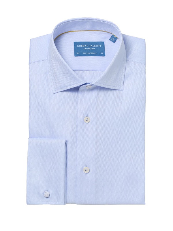 ロバート タルボット メンズ トップス シャツ Robertalbott Reynolds French Cuff Herringbone Contemporary Fit Shirt Light Blue ブルー|ReVida 店