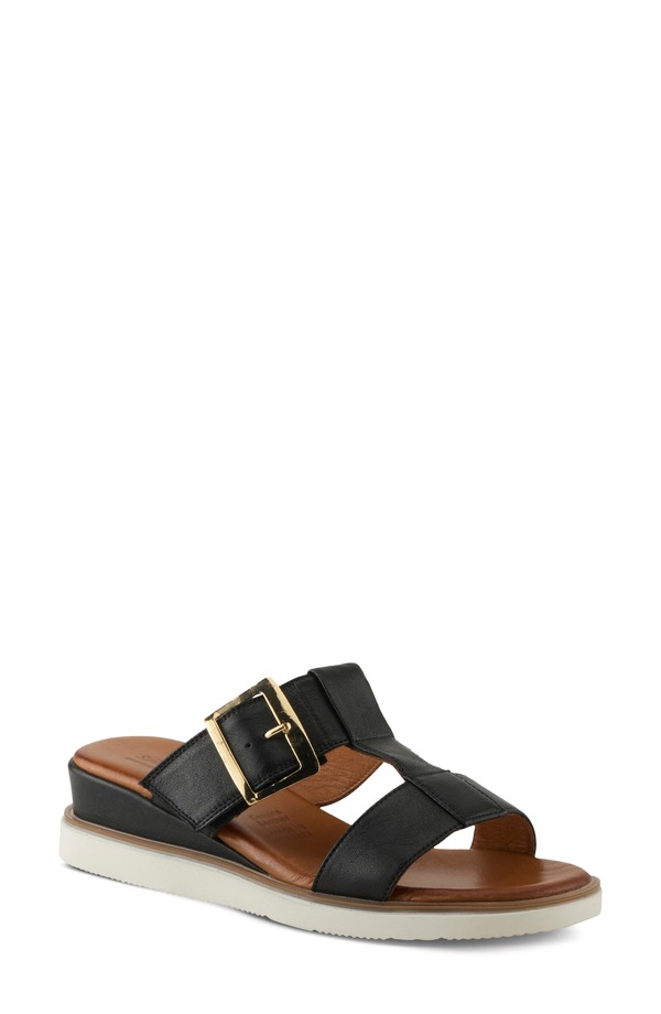 発条足取り レディース シューズ 踵 サンダル Spring Step Seaport Slide Sandal Black 黒いこと