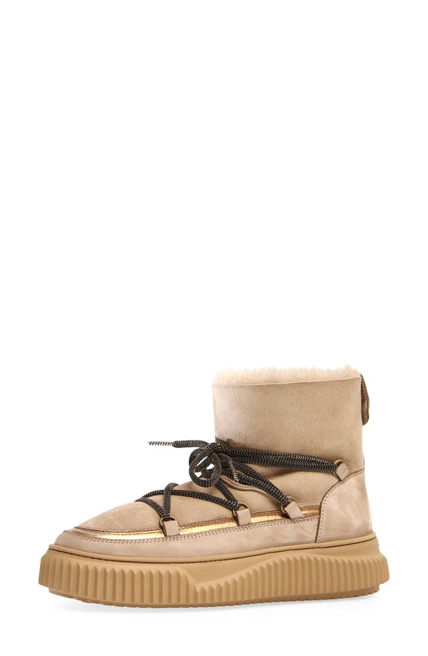 ボイルブランシェ レディース シューズ ブーツ・レインブーツ Voile Blanche Cortina Genuine Shearling Bootie Beige Bronze ベージュ