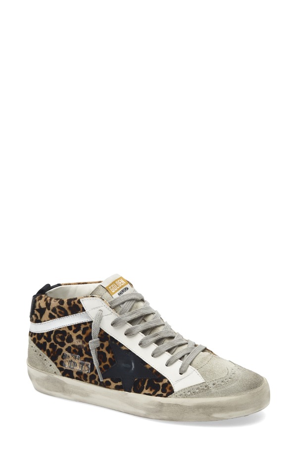 ゴールデングース レディース シューズ スニーカー Golden Goose Mid Star Genuine Calf Hair Sneaker Leopard Print Calf Hair/Black 黒いこと