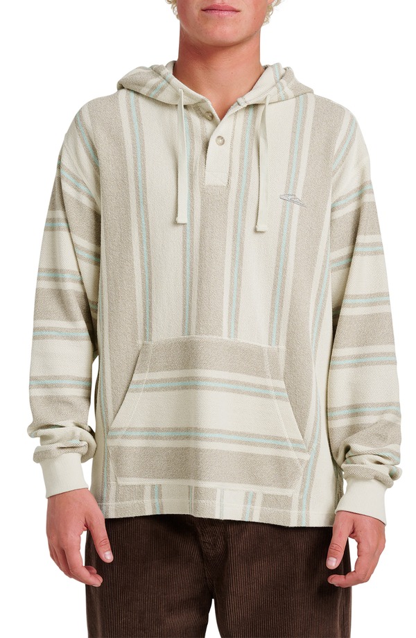 クイックシルバー メンズ アウター パーカー・スウェット Quiksilver Playa Stripe Henley Hoodie Silver Birch シルバー 17,140円