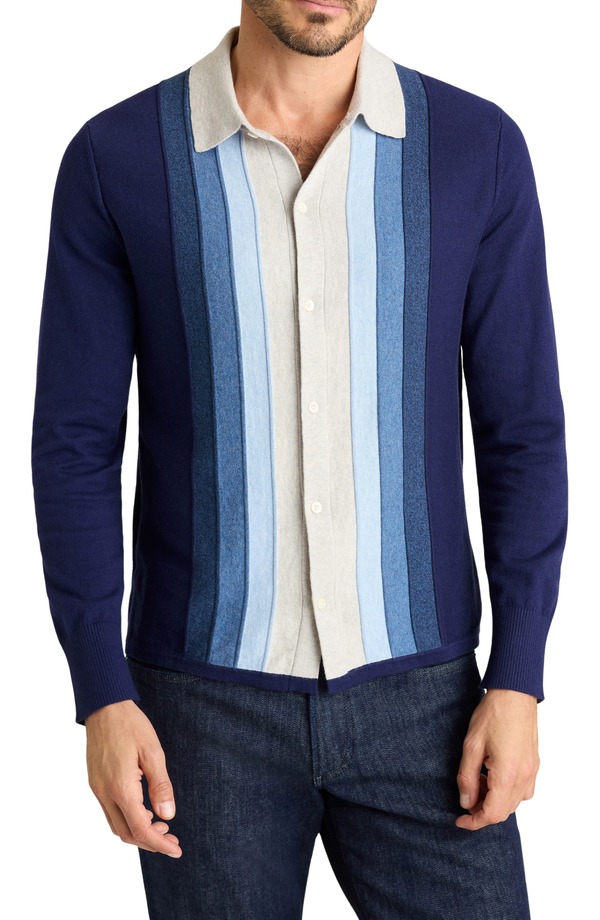 ボノボス メンズ アウター パーカー・スウェット コットン カーディガン Bonobos Hudson Stripe Cotton & Cashmere Collared Cardiganavy-Grey Ombre グレー 27,972円