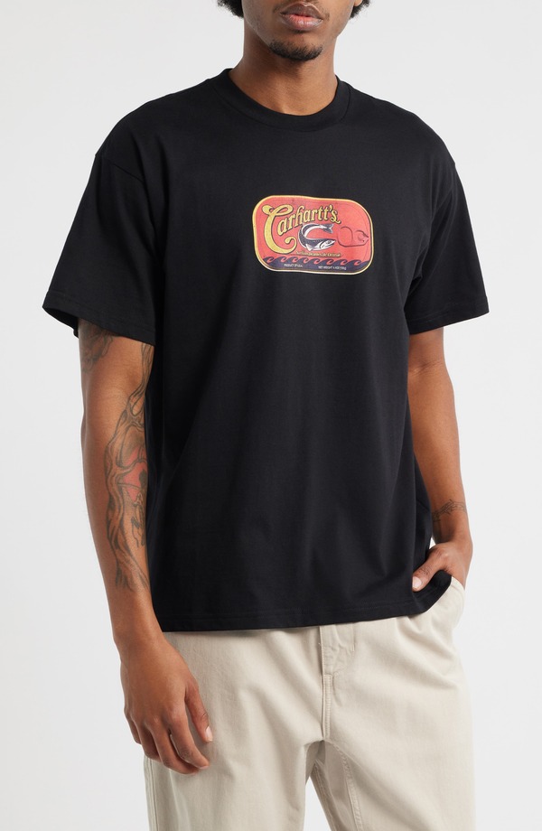 カーハート メンズ トップス Tシャツ コットン グラフィック Carhartt Work In Progressardinas Organicotton Graphic T-Shirt Black ブラック