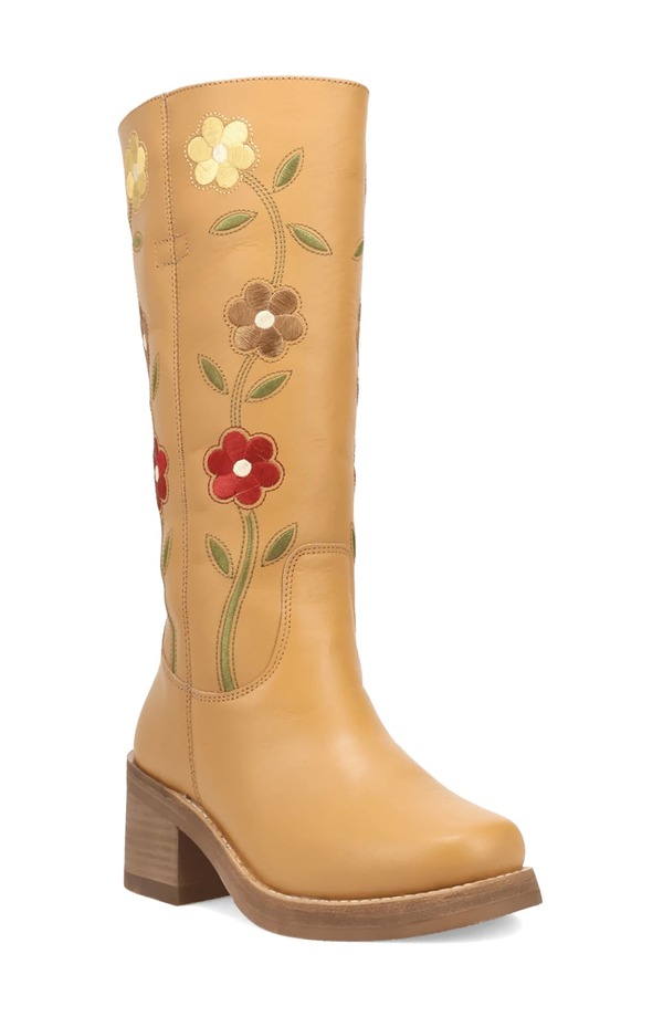 ディンゴ レディース シューズ ブーツ・レインブーツ 刺繍 Dingo Bloom Embroidered Boot Plantain|ReVida 店