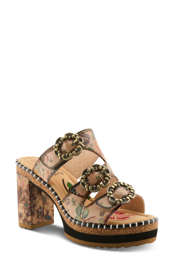 スプリングステップ レディース シューズ ヒール プラットフォーム サンダル L'Artiste by Spring Step Milemarker Platform Slide Sandal Beige Multi ベージュ