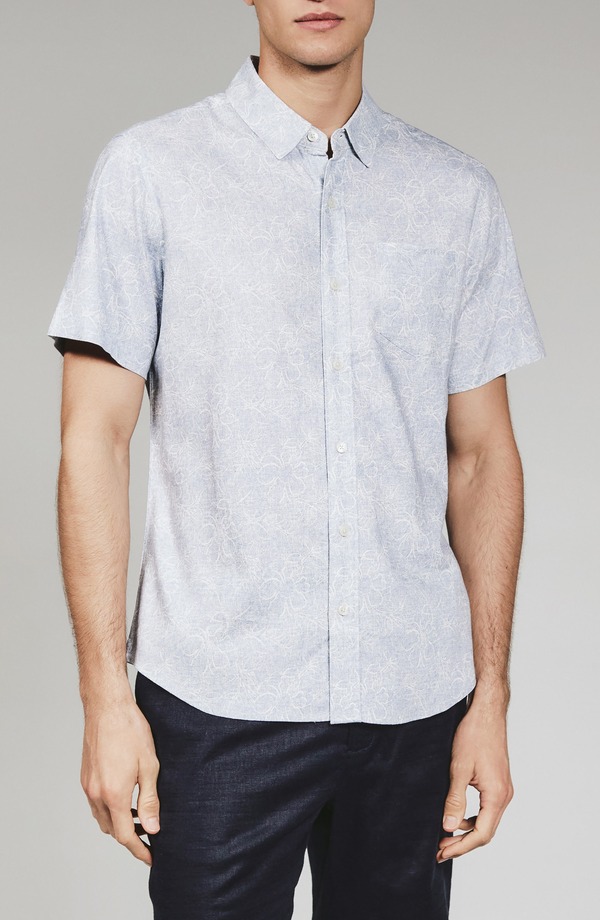 セブンダイヤモンド メンズ トップス シャツ フラワー柄 プリント フラワー 7 Diamonds Fontaine Floral Print Short Sleeve Button-Up Shirt Light Blue ブルー
