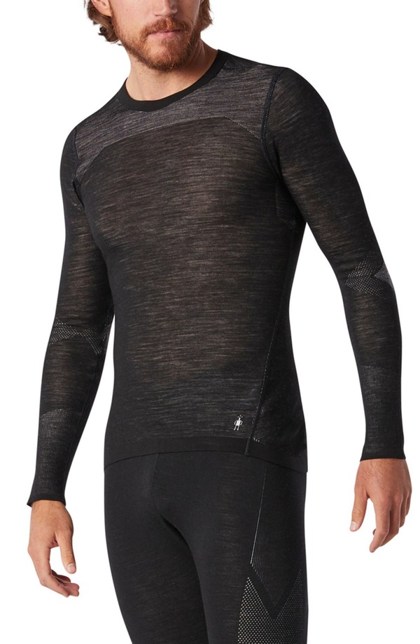 スマートウール メンズ トップス Tシャツ ニット Smartwool Intraknit Merino 200 Long Sleeve T-Shirt Black White ホワイト|ReVida 店