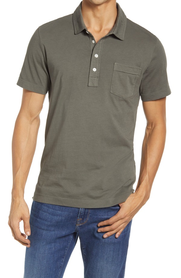 ビリーレイド メンズ トップス ポロシャツ スリムフィット コットン Billy Reid Pensacola Slim Fit Organicotton Pocket Polo Washed Grey グレー