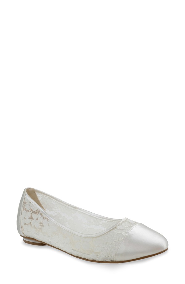 パラドックスロンドン レディース シューズ パンプス サテン レース Paradox London Pink Sweetie Satin Lace Flat Ivory アイボリー｜ReVida 店