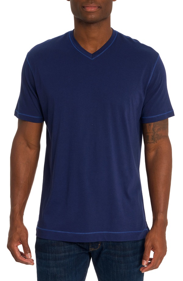 ロバートグラハム メンズ トップス Tシャツ Vネック コットン Robert Graham Eastwood V-Neck Cotton Blend T-Shirt Navy ネイビー