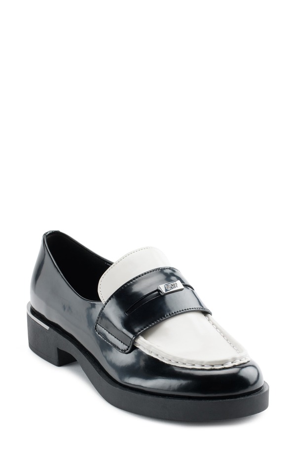 ダナ キャラン ニューヨーク州 レディース シューズ スリッポン・ローファー DKNY Ivette Loafer Black/ Pebble 黒いこと ローファー-靴-レディース靴