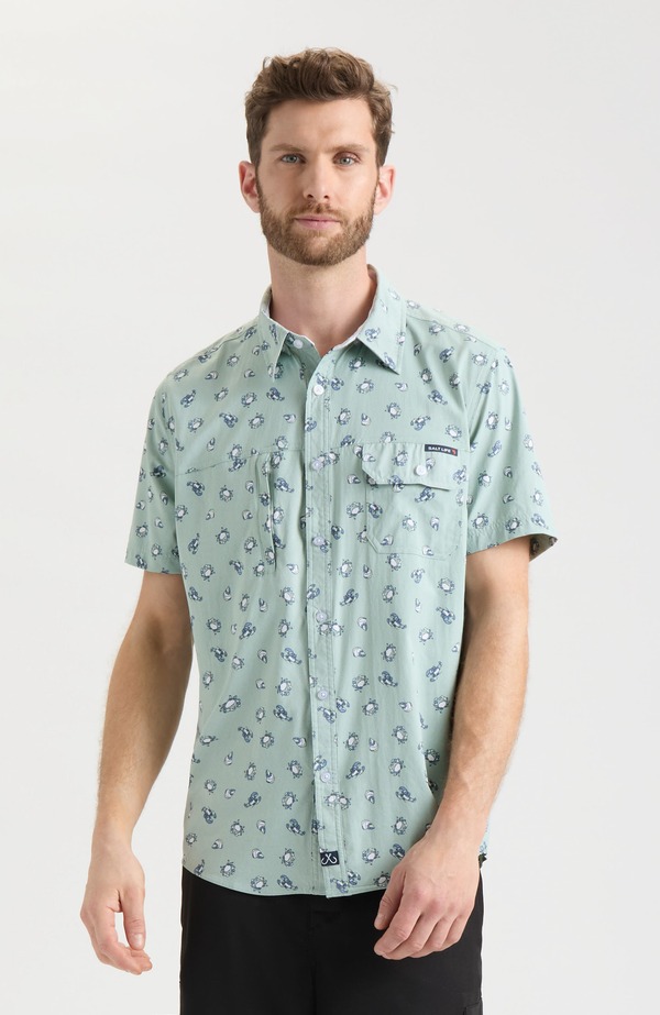 ソルトライフ メンズ トップス シャツ Salt Life Crustacean Life Woven Short Sleeve Shirt Sagebrush