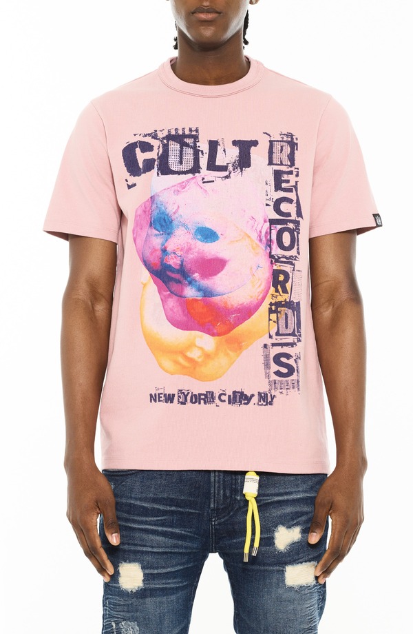 カルト オブ インディビジュアリティ メンズ トップス Tシャツ クルーネック グラフィック Cult of Individuality Crewneck Graphic T-Shirt Silver Pink ピンク|ReVida 店