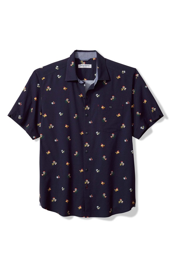 トッミーバハマ メンズ トップス シャツ プリント Tommy Bahama Nova Wave Merry Cocktails Holiday Print Short Sleeve Button-Up Shirt Coastline