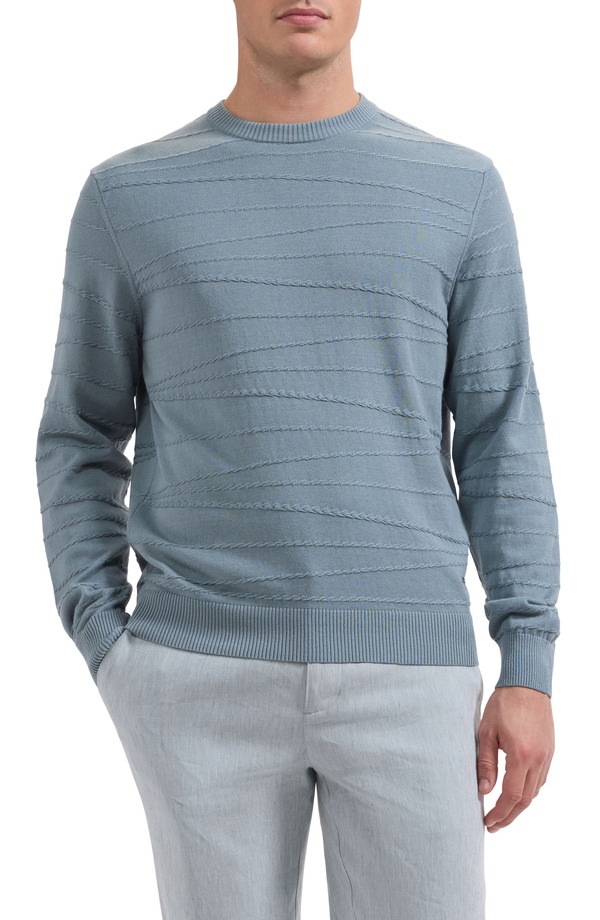 ブガッチ メンズ アウター パーカー・スウェット クルーネック セーター シルク コットン Bugatchi Textured Cotton & Silk Crewneck Sweater Shark 51,480円
