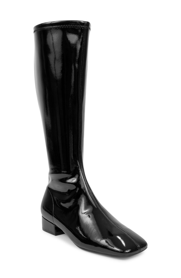 エアロソールズ レディース シューズ ブーツ・レインブーツ Aerosoles Nana Knee High Boot Black Stretch Crinkle Patent ブラック