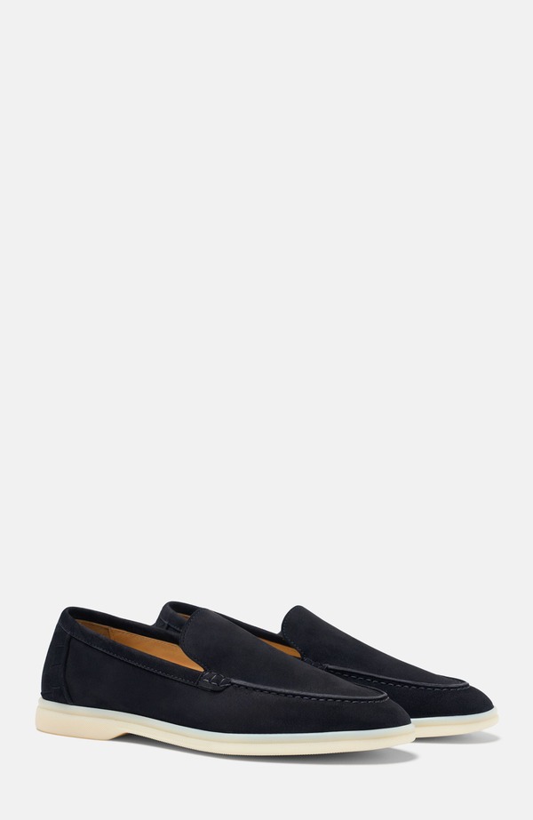 スカロッソ レディース シューズ スリッポン・ローファー SCAROSSO Ludovica Woven Loafers Blue Graphite - Suede 石墨