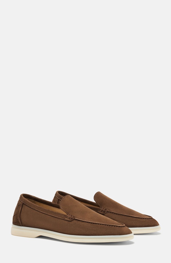 スカロッソ レディース シューズ スリッポン・ローファー SCAROSSO Ludovica Woven Loafers Chocolate - Suede 黒茶