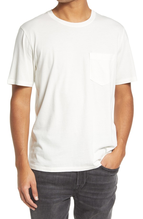 ビリーレイド メンズ トップス Tシャツ コットン Billy Reid Washed Organicotton Pocket-Shirt White ホワイト