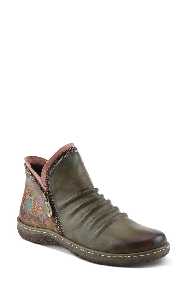 発条足取り レディース シューズ ブーツ・レインブーツ L\u0027Artiste by Spring Step Chesapeake Bootie Olive Green 緑であること