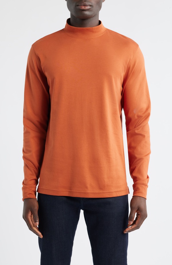 スコットバーバー メンズ トップス プルオーバー モックネック 綿織物 Scott Barber Pima Cotton Interlock Mock Neck Top Auburn