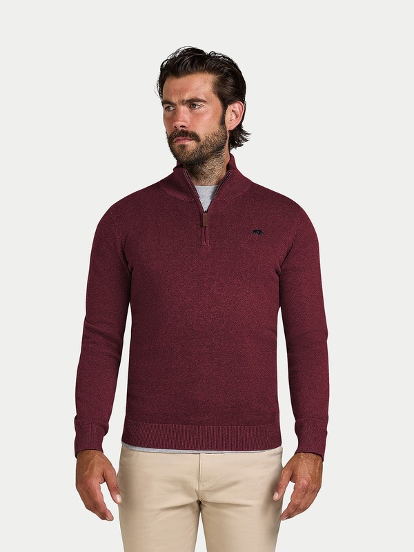 ライジングブル メンズ アウター パーカー・スウェット ハーフジップ セーター Raging Bull Quarter Zip Cashmere Blend Sweater Berry|ReVida 店