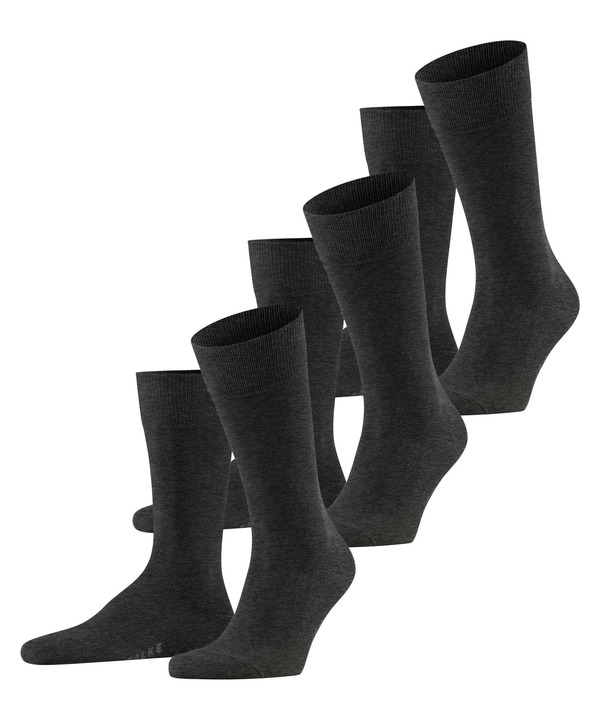 ファルケ メンズ アンダー御召しもの ソックス 綿織物 Falke Family 3-Pack Sustainable Cotton Socks Anthracite Melange