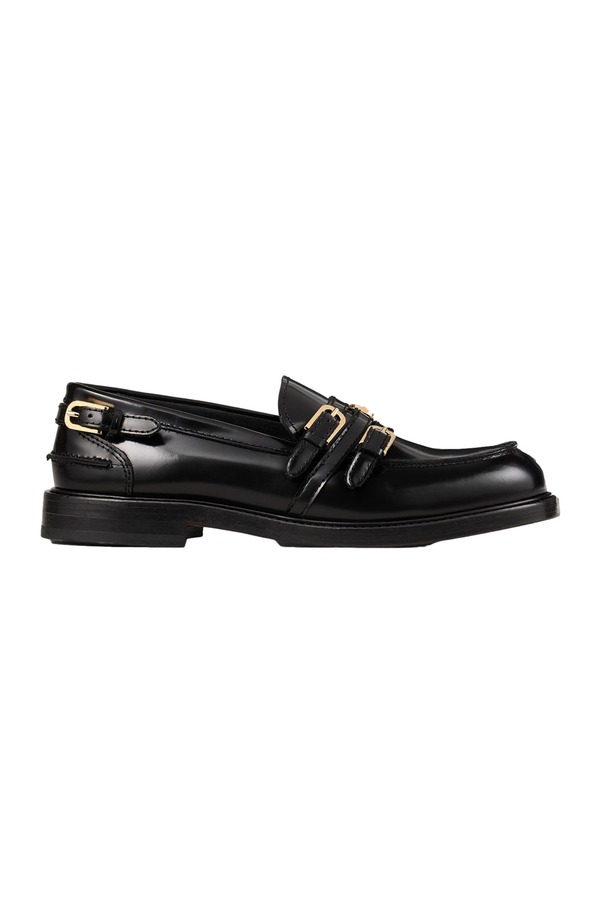 沙子ロ レディース シューズ スリッポン・ローファー なめし革 SANDRO Leather loafers with buckles Black 黒いこと