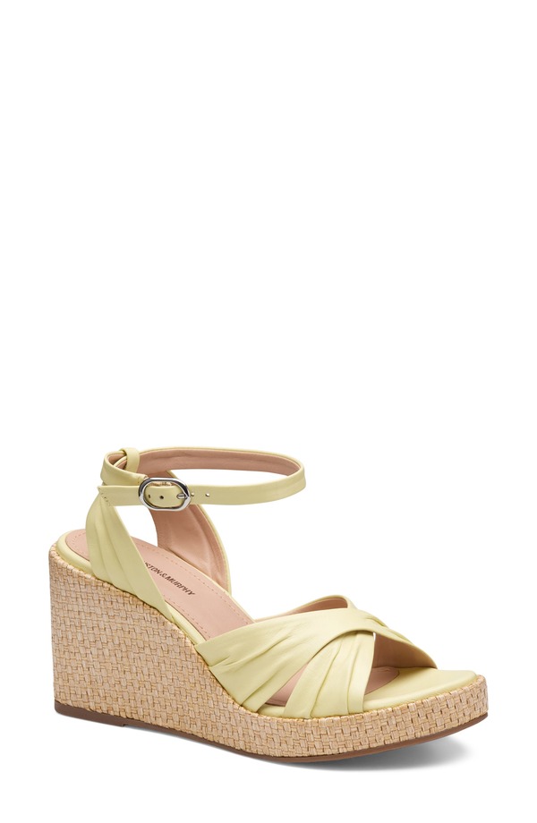 ジョンストンアンドマーフィー レディース シューズ 踵 プラットホーム サンダル アンクル Johnston \u0026 Murphy Marciankle Straplatform Wedge Sandal Yellow Glove Leather 黄色