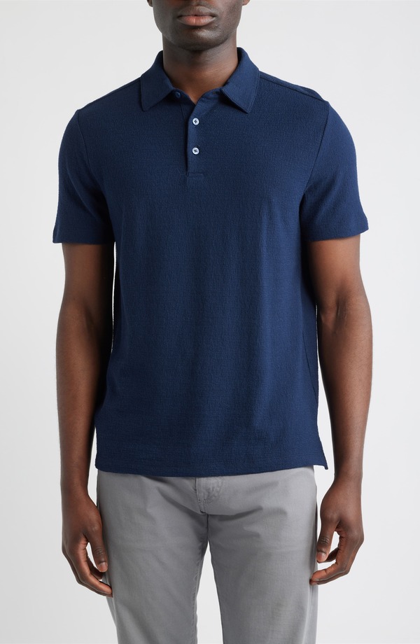 ロバートバラケット メンズ トップス ポロシャツ コットン Robert Barakett Newman Textured Cotton Blend Polo Blue Night ブルー