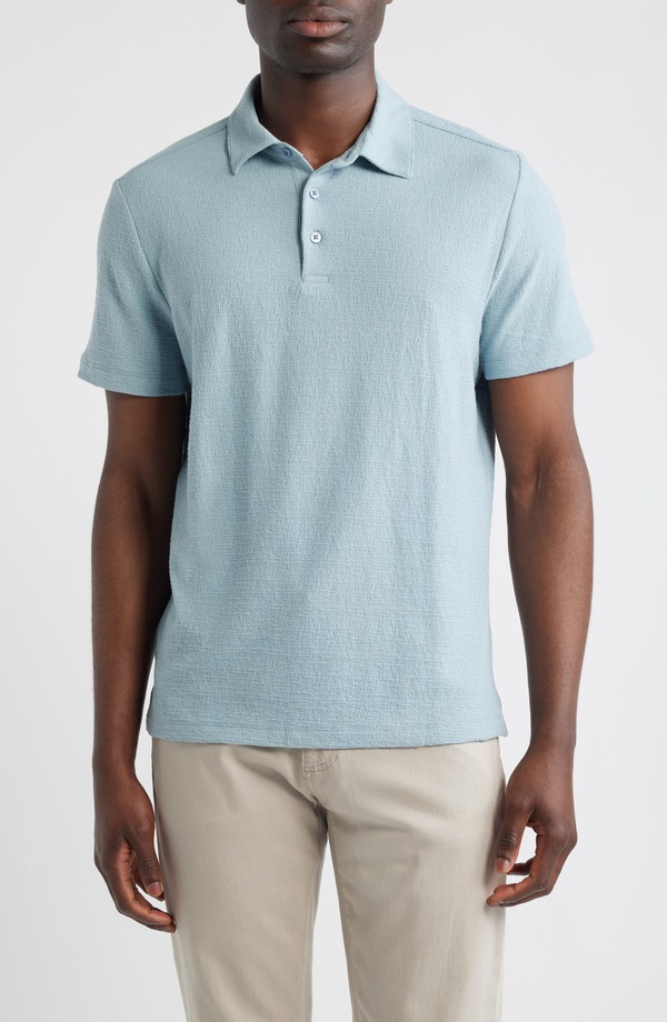 ロバートバラケット メンズ トップス ポロシャツ コットン Robert Barakett Newman Textured Cotton Blend Polo Softeal ティール