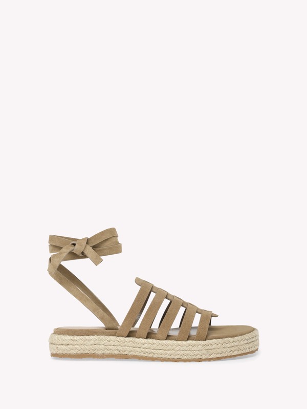 ジャンヴィト ロッシ レディース シューズ サンダル Gianvito Rossi Pompei Espadrillasandal Brown Suede Leather ブラウン｜ReVida 店