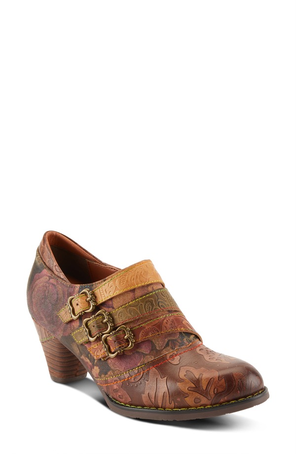 発条足取り レディース シューズ ブーツ・レインブーツ グラフィック L\u0027Artiste by Spring Step Graphic Bootie Brown Multi 赤銅色