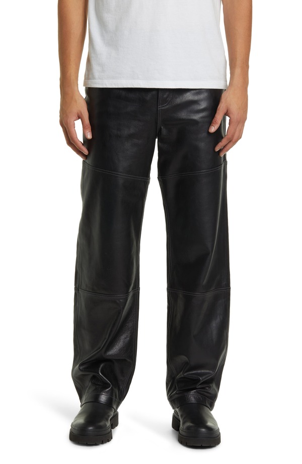 フレーム メンズ ボトムス カジュアルパンツ レザー FRAME Lambskin Leather Pants Black ブラック