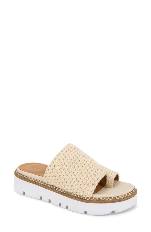 ジェントルソウルズ レディース シューズ 踵 プラットホーム サンダル Gentle Souls Lavern Platform Slide Sandal Cream Fabric 皮膚軟化剤