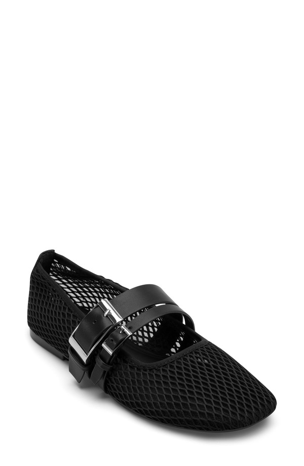 ダナ キャラン ニューヨーク レディース シューズ パンプス メッシュ DKNY Dade Buckle Strap Mesh Ballet Flat Black ブラック