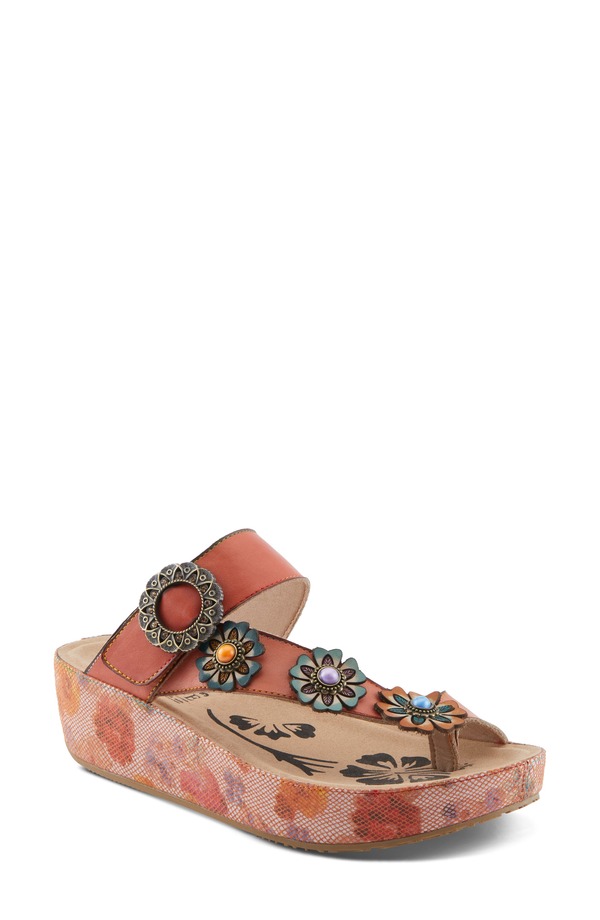 発条足取り レディース シューズ 踵 プラットホーム L\u0027Artiste by Spring Step Blissbloom Platform Wedge Flip Flopeach 桃