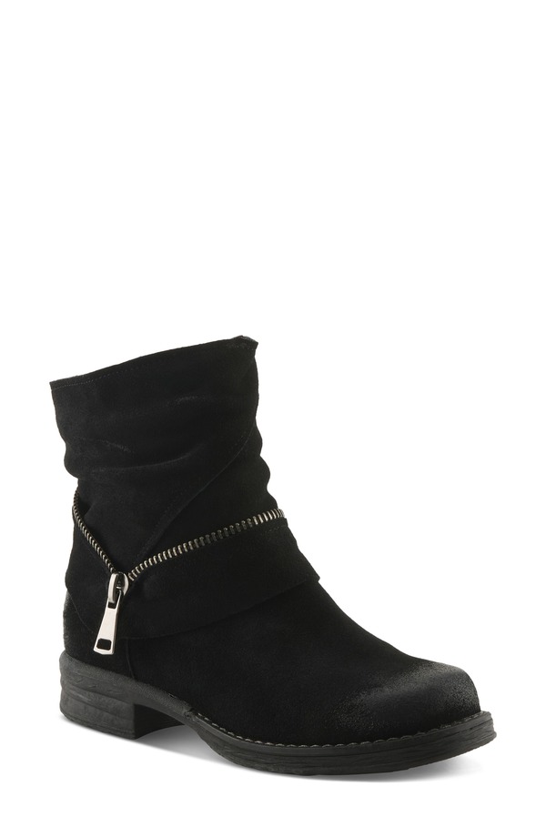 発条足取り レディース シューズ ブーツ・レインブーツ Spring Step Mazure Bootie Black Suede 黒いこと