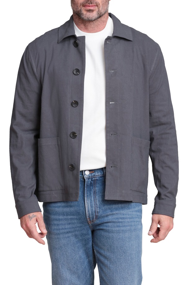 バガテル メンズ アウター ジャケット・ブルゾン リラックスフィット コットン リネン Bagatelle Relaxed Fit Linen & Cotton Work Jacket Charcoal チャコール|ReVida 店