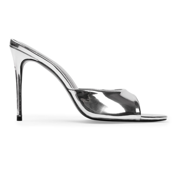ブラックスエードスタジオ レディース シューズ 踵 トール BLACK SUEDE STUDIO Jazz 100 Metallic Mule Silver Mirror Metallic しろがね色