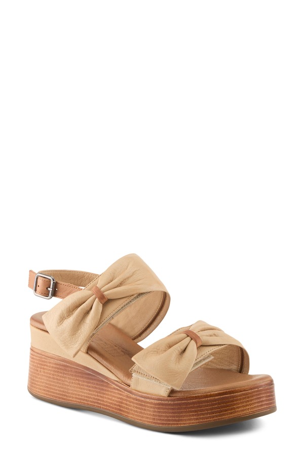 発条足取り レディース シューズ 踵 プラットホーム サンダル Spring Step Kacper Platform Sandal Beige Multi ベージュ